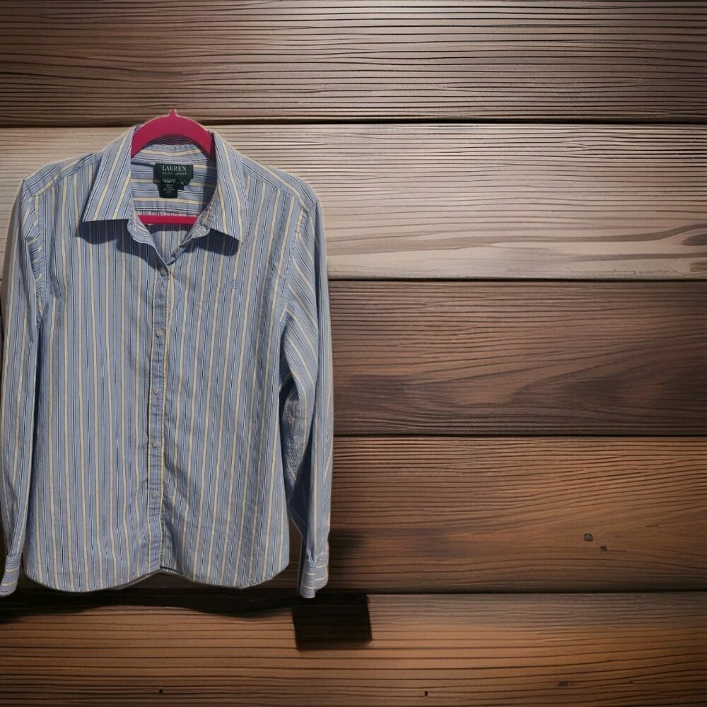 Lauren Ralph Lauren Womens Button Down Shirt Striped Vintage‎ Size Slimfit XL
